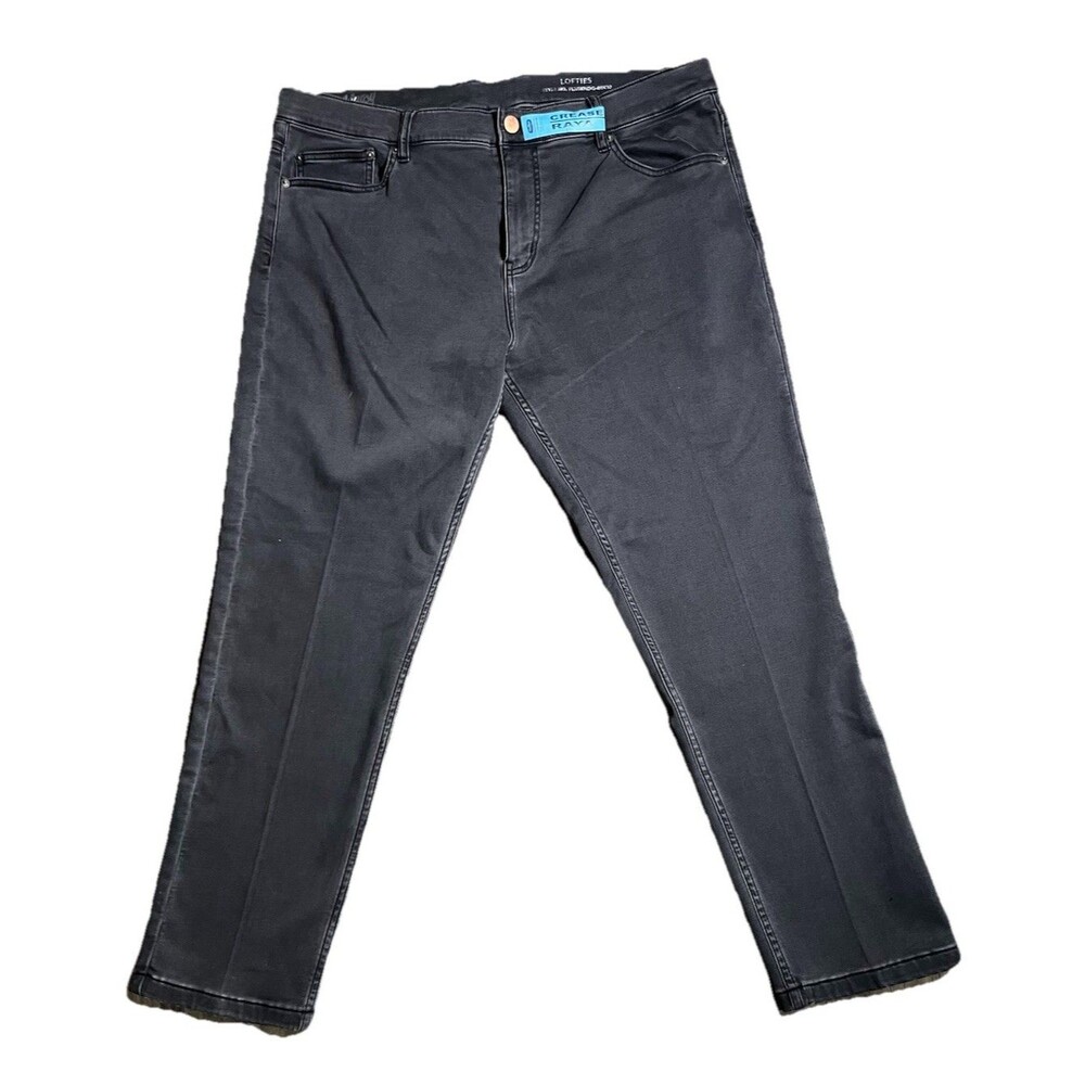 Mugsy Jeans Mens 40x30 Creased Black Lofties Stretch Performance Dark Wash Denim